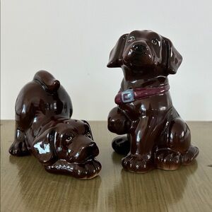 Ceramic Dog Salt and Pepper Shaker Set~Chocolate Labrador